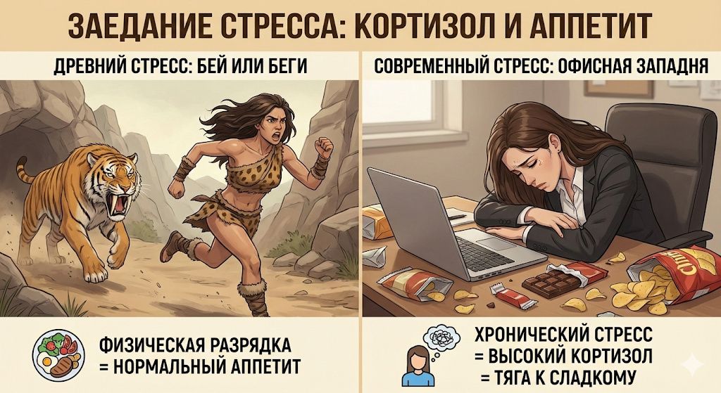 Как кортизол влияет на наш аппетит в стрессовые моменты